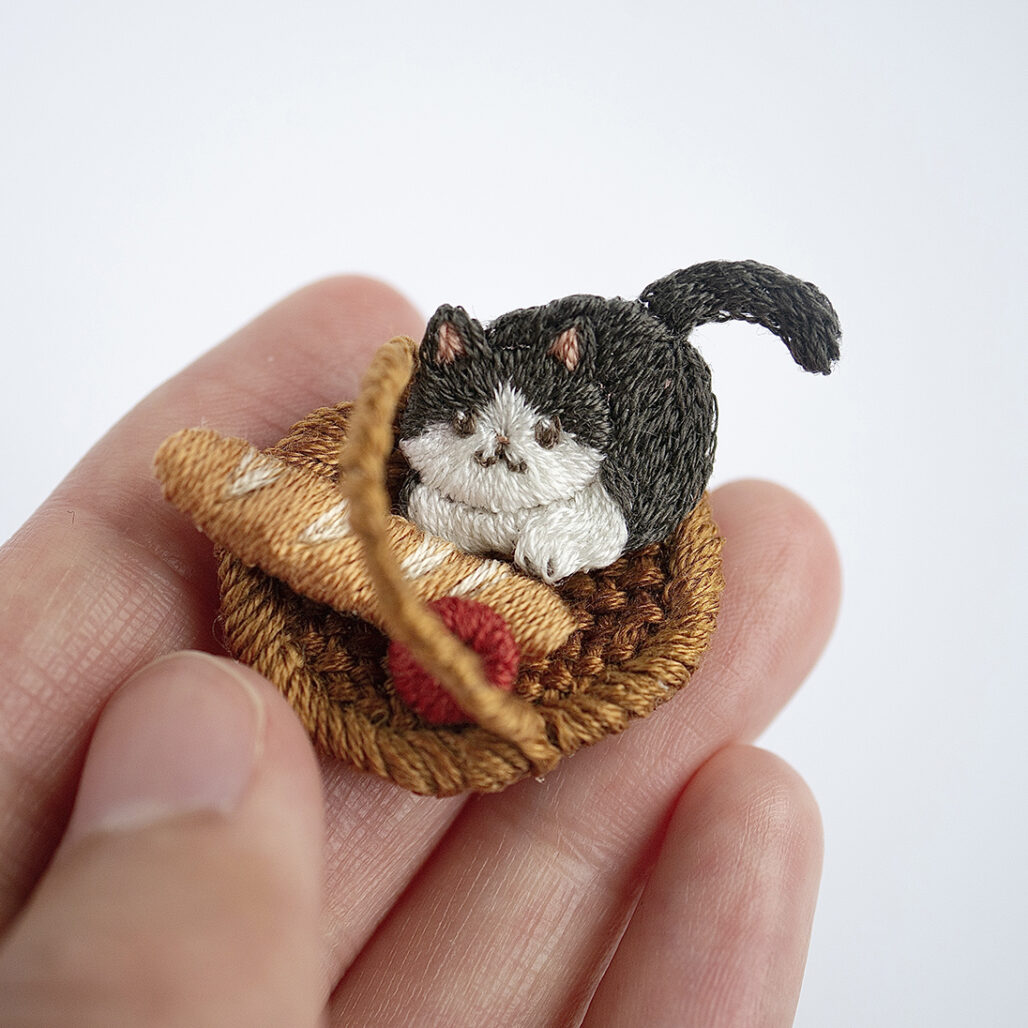 猫とパンの刺繍パーツ